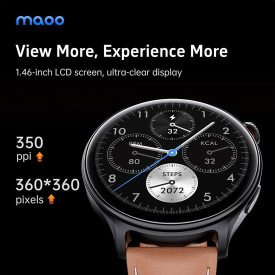 Maoo GTR Series 2 Smartwatch Herren - Edelstahl und TPU Armband - Schrittzähler - Herzfrequenzmesser - Schlafüberwachung - Multisport - Geeignet für Android und iOS - Schwarz