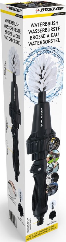 Dunlop Reinigungsbürste - Felgenbürste - Mit Schlauchanschluss 3/4" - Rotierend - Durchflussregler - 2 Bürsten