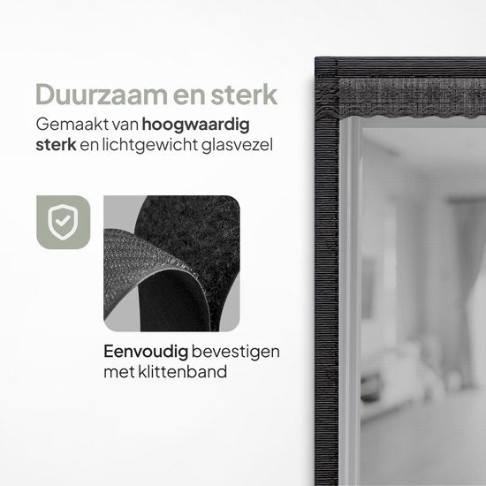 O'DADDY Türvorhang Deluxe FIBER - Magnetischer Fliegenvorhang - Für Neubauten und Standardtüren - Einfache Installation - Schwarzes Horn - 100x210 cm