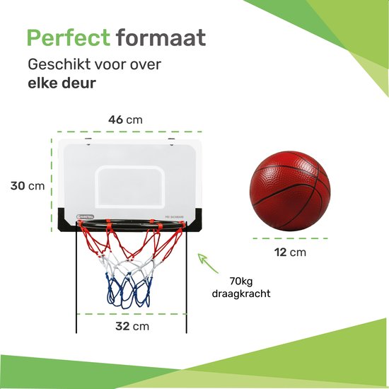 Mini Basketball Set - Inkl. Ball & Pumpe - Reifen - Korb - Ringe - Basketbälle - Ring für Kinder - Netz - Indoor - Brett - Stange - Für Zimmer - Basketballring