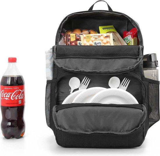 Kühlrucksack (28L) - Für 16 Dosen - Lunchtasche für Frauen und Männer - Schwarz