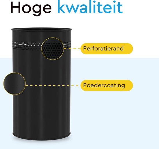 BRASQ Mülleimer für Büro/Haushalt - Rund - Schwarz 21 Liter - Ø 26 × H 46 cm - Metall