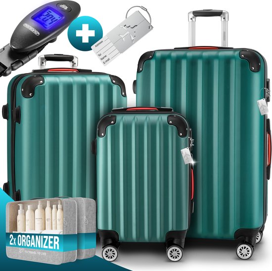 MONZANA Kofferset - Koffer M L XL 3-teiliges Hartschalen-Handgepäck - Grün