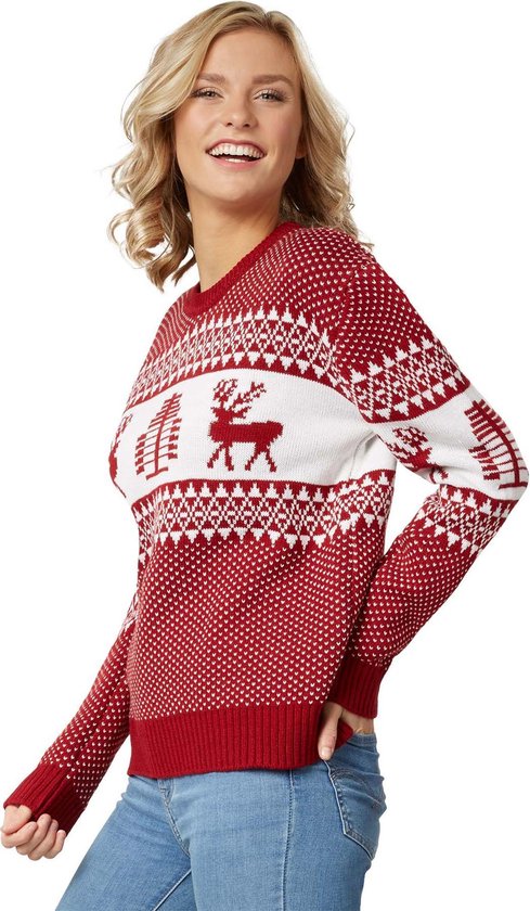 Dressforfun Weihnachtspulli Winter Wonderland Rot und Weiß – Damen – Größe S