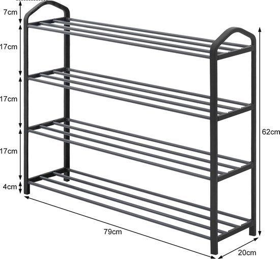 Schuhregal - Schuhorganisator - Schuhständer - Schuhhalter - Schuhregal - Schuhaufbewahrung - Schuhdisplay - Grau - 79x19.5x62cm