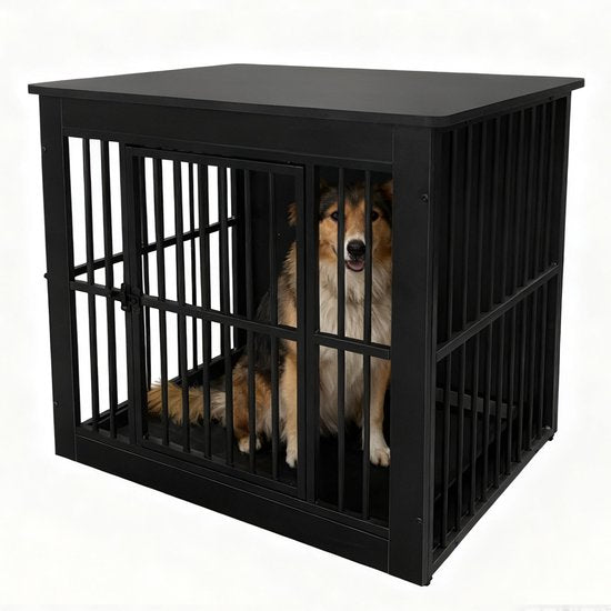 Hundekäfig - Hundebank - Bank für kleine und mittelgroße Hunde - Hundekäfig - für den Innenbereich - inkl. Hygieneschale für den Käfig - 80,5 cm x 59 cm x 70 cm