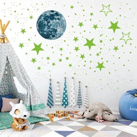 TLS Goods | Nachleuchtende Sterne | 436 Stück | Sterne & Mond Aufkleber | Nachleuchtende Sterne und Mond | Kinderzimmer | Leuchtende| Aufkleber | Kinder | Wandaufkleber | Sterne | Nacht | Sternenhimmel | Dekoration | Sinterklaas - Weihnachten