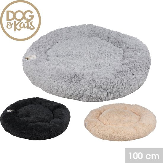 DOGS&CATS Hundekissen aus weichem Stoff - 100cm - Oval - weicher und flauschiger Hundekorb - Farbe altrosa/creme