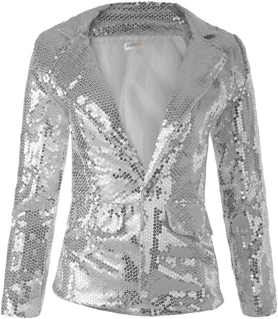 Dressforfun Faschingskostüm Paillettenmantel Silber – Damen – Größe XL