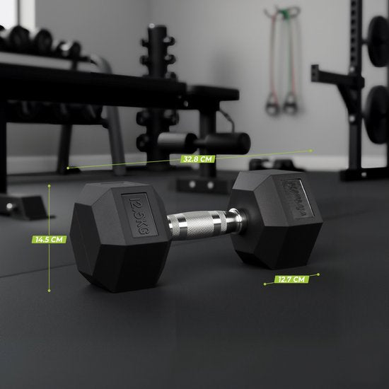 VirtuFit Hexa Dumbbell Pro - 12,5 kg - Sechseckhantel - Langlebig und strapazierfähig - Krafttraining - Gewicht - CrossFit & Fitness - Geeignet für Anfänger und Profis - Pro Stück verkauft