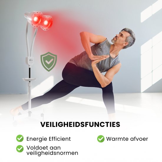 Resty® Infrarot-Lampe - 550W - Rotlichttherapie - Wärmelampe - Timer - Extra stabiler Fuß - Doppelkopf