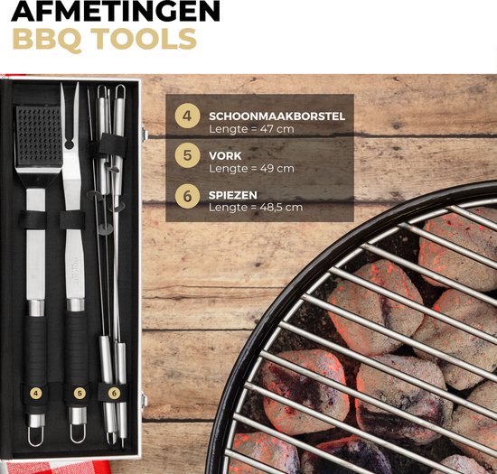 Ozocozy Grillzubehör - 10-teilig - Grillwerkzeug und Grillhandschuh - Aluminiumkoffer - Geschenk für den Mann