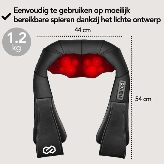 Infinity Goods Kabelloses Shiatsu-Massagekissen - Elektrisch - Nacken, Schulter und Rücken - Wärmefunktion - 8 Massageköpfe - Massagegerät