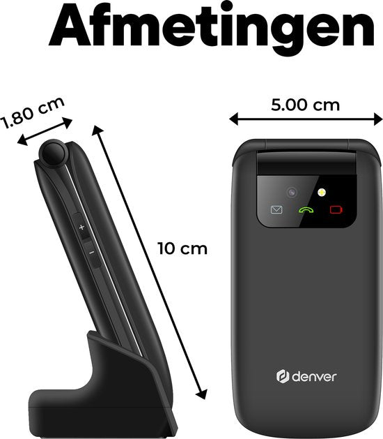 Denver Seniorenhandy 4G - Große Tasten - SOS-Taste - Ladestation - GSM - Simlock-free - Bluetooth - BAS24600L