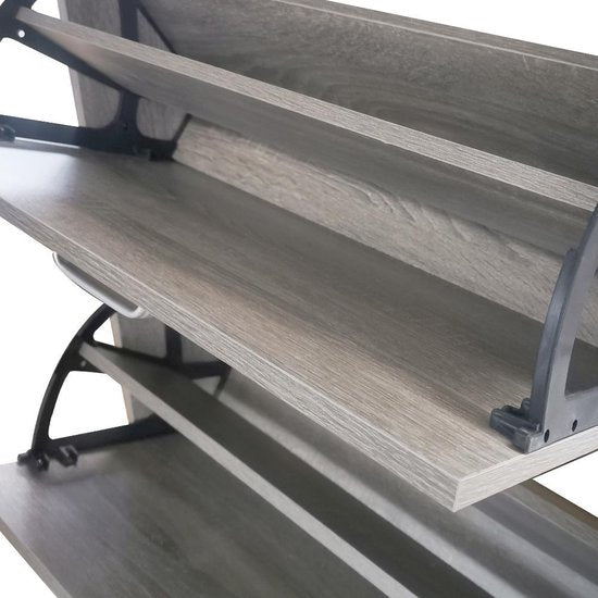 Schuhschrank - Schuhregal - 3 Fächer mit Klapptüren - grau-braun gefärbt