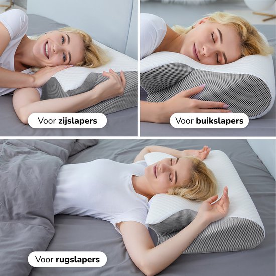 Anti-Schnarch-Kissen - 2er-Pack - Ergonomisch & orthopädisch - Für jede Schlafposition - Kissen gegen Apnoe - Memory Foam Seitenschläfer - 60x40 cm - Alyze