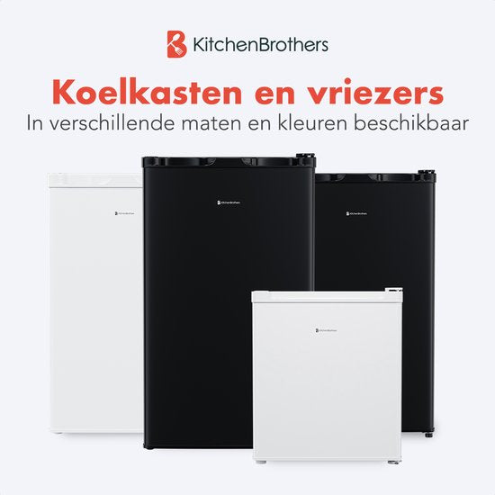 KitchenBrothers Kühlschrank - 88L Kühlfach - 14L Gefrierfach - Eisfach - Frigo - Freistehend - Schwarz