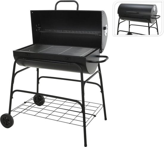 BBQ Collection Holzkohlegrill - Mit Rädern & Warmhalterost - 100 x 39 x 100 cm - Schwarz