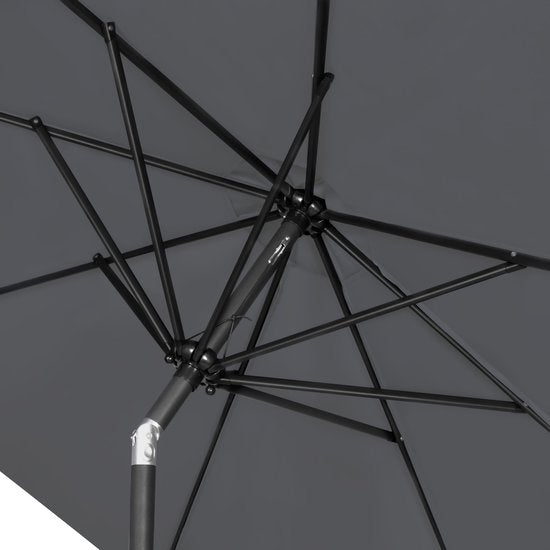 VONROC Premium Stick Sonnenschirm Recanati Ø300cm - Inkl. Sonnenschirmfuß & Schutzhülle - Runder Sonnenschirm - Neigbar - UV-beständiges Tuch - Grau