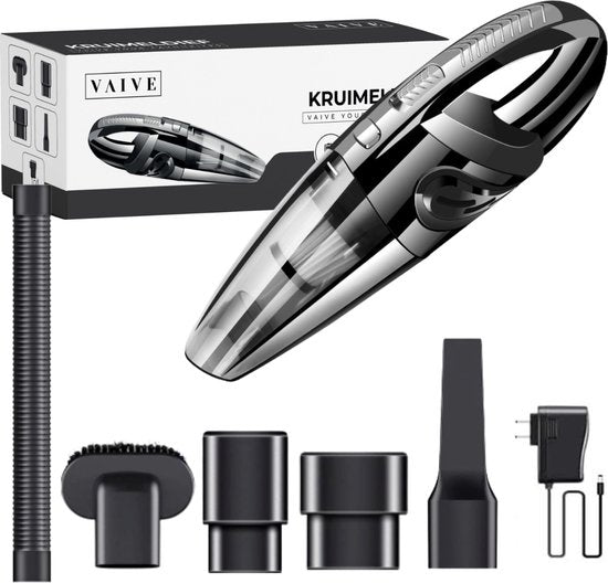 VAIVE Turbo-7 Krümelsauger Cordless - Inkl. Zubehör - Schwarz / Grau
