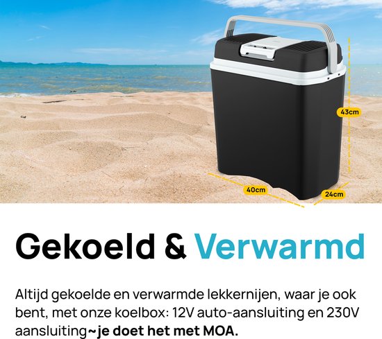 MOA Coolbox Electric 12v 230 volt - 22L - Kühlbox - Camping-Kühlschrank - Auto und Camping - Kühlung und Heizung - Schwarz
