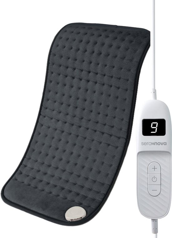 Seranova Electric Heat Pad - Inklusive Bezug - Rücken/ Füße/ Nacken/ Schultern/ Bauch - Heizkissen - Heizkissen - 60x30cm - Anthrazitgrau