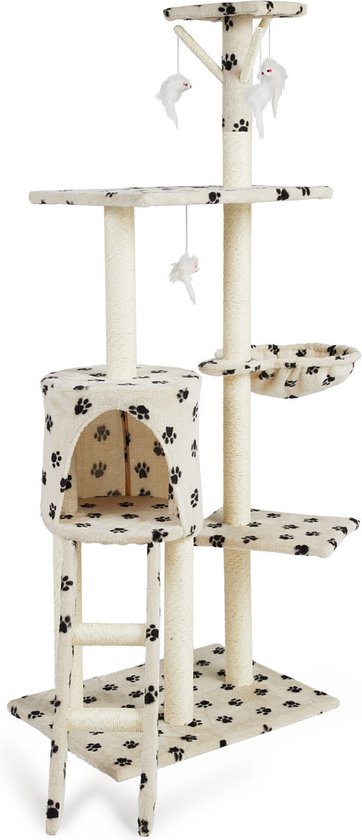 Lifa Living Kratzbaum - Kratzbaum - Katzenpfosten - 42x60x138,5 cm - creme/schwarz