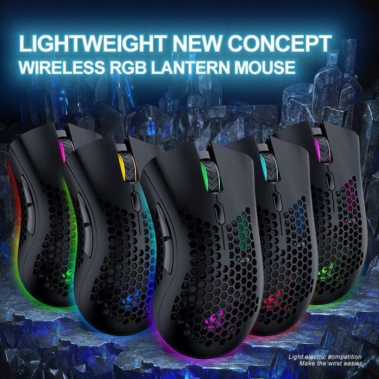 ZIYOU LANG X3 Wireless Gaming Maus - RGB-Waben-Gaming-Maus - Gaming-Maus - Schwarz