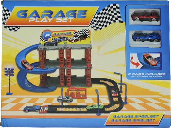 Giga Garage Spielset inklusive 2 Autos - 47 x 39,5 x 26 cm - Ab 3 Jahren