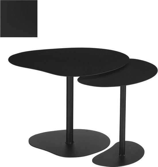 Mica Decorations Beistelltisch - 2er-Set - L55 x B41 x H40 cm - Metall - Schwarz