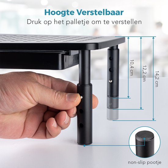 Auronic Monitorständer - Monitorträger - Bildschirmträger - Verstellbar - 37 x 23,5 x 10 cm - Metall - Schwarz