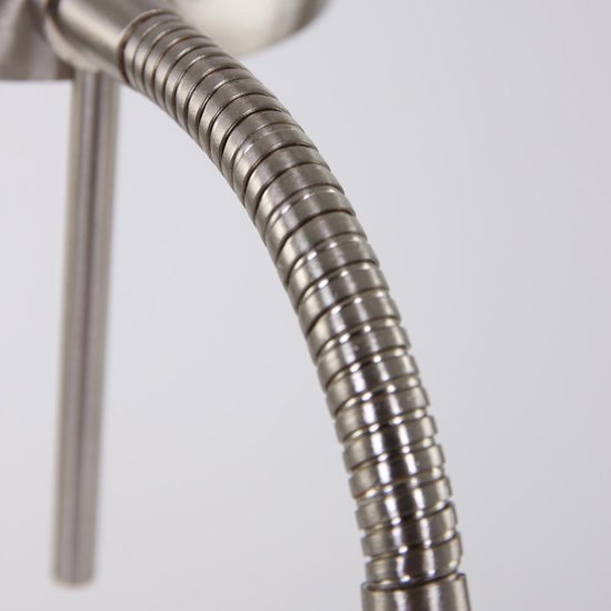 Stahl-Tischlampe Biron, 1-flammig, 7502ST, mit dreh- und neigbarem Arm, 17 cm große Fußplatte, 185 cm langes Kabel, klassisches Design, Mexlite