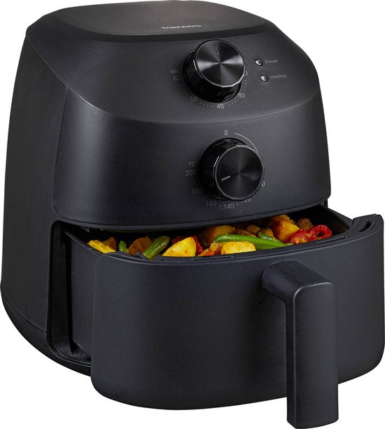 Tomado TAF2001B - Mini Airfryer - 2 Liter Fassungsvermögen - Für 1 oder 2 Personen - Kleine Heißluftfritteuse - PFAS-frei - Schwarz