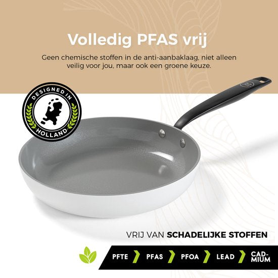 BE Living Essential Bratpfanne - Ø 28 cm - Keramik - PFAS-frei - Induktion - Weiß
