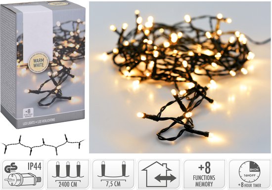 Weihnachtsbeleuchtung 320 led- 24m - warmweiß - Timer - Lichtfunktionen - Memory - Außen - Innen Weihnachtsbaumbeleuchtung