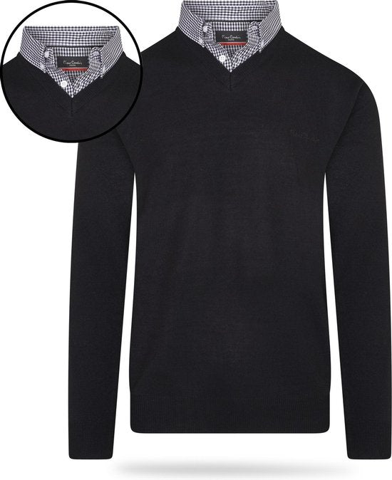 Pierre Cardin - Herren Pullover Mock Pullover - Schwarz - Größe XL