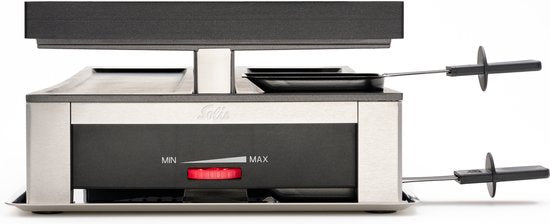 Solis 3 in 1 Tischgrill 7911 Gourmet Set 10 Personen - Raclette Gourmet Set - Backblech Gourmet - Silber/Schwarz