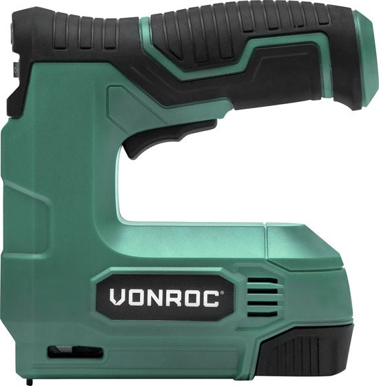 VONROC Akku-Tacker 4V - Komplettset mit 900 Klammern und 300 Nägeln