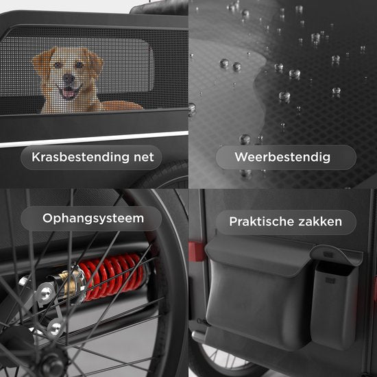 TrevoPet® Dog Bike Trailer XL - Klappbarer Fahrradanhänger Hund - Hundeanhänger mit Rampe, Federungssystem & wetterfest - Geeignet für E-Bikes - 45 kg - Schwarz