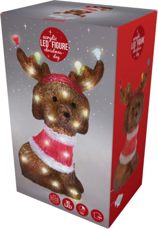 Weihnachtshund mit LED - Acryl - 35cm