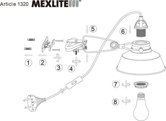 Wandleuchte Nove 1320ZW - Schwarz, dreh- und schwenkbar, Kunststoff/Metall - Mexlite