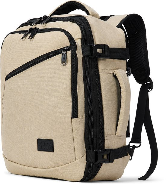 TRVLMORE Reisetasche - 25L Rucksack - Handgepäck - Spritzwassergeschützt - Rucksack - Wochenendtasche - Damen und Herren - Beige