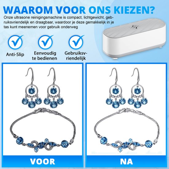 K&L - Ultraschallreiniger - Reinigungsgerät für Schmuck und Brillen - Ultraschall - Ultraschallreiniger - 300ml