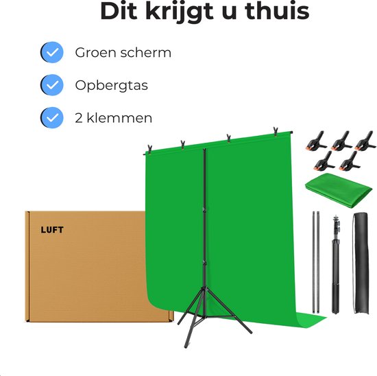 Luft Green Screen Set - 200x150 Leinwand - Fotografie - Hintergrund für Fotostudio