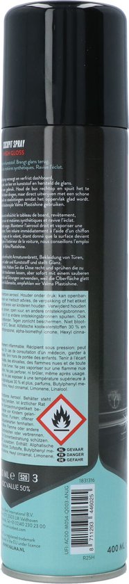 Valma Cockpitspray Hochglanz 400 ml - Reinigung für den Autoinnenraum - staubabweisend - geeignet für Kunststoff und Leder