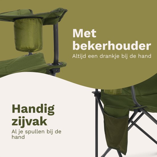 TRVLMORE Campingstühle XXL - klappbar - 2er-Pack - 160KG Tragkraft - Inkl. Tragetasche - Klappstuhl - Angelstuhl - Campingstuhl - Klappstuhl - Grün