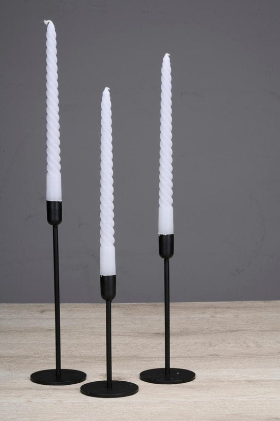 Arti Casa Kerzenständer Schwarz - Kerzenhalter 3 Stück - Geeignet für Kerzen Ø2cm - Metall