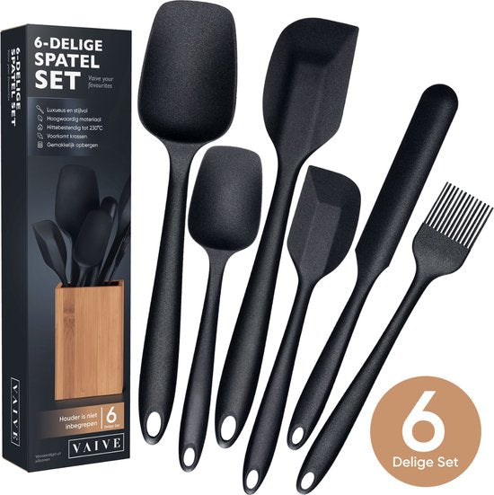 VAIVE Spatel Set 6 Stück - Spatel Silikon - Spatel Set - Küchenutensilien - Pfannenwender - Backspatel- Topfspatel