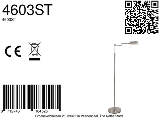 Stehlampe GlowGo 4603ST – Dreh- und neigbar, Stahl, kabellose LED-Beleuchtung mit Akku, Mexlite