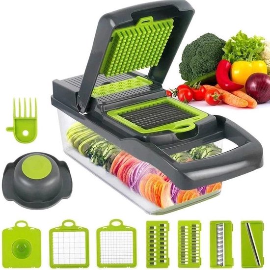 Mandoline - 16-teiliger Gemüseschneider - mit Auffangschale - Hobel - für Gemüse und Obst